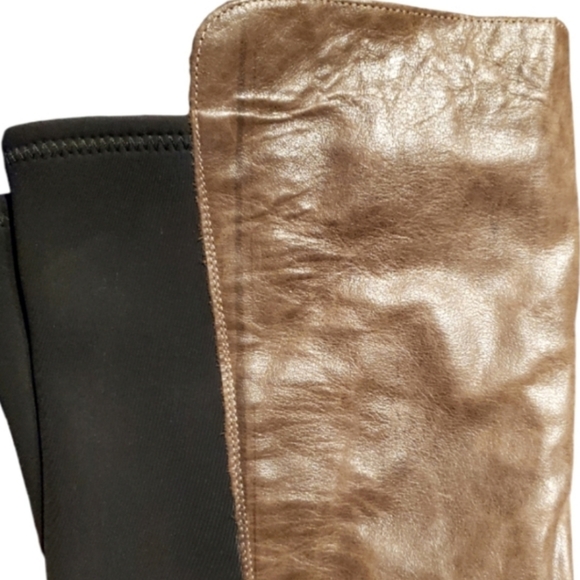 Free People Landry Taupe Brown Leather Tall Knee Boots | Stretch Back | MTNG - Picture 10 of 13